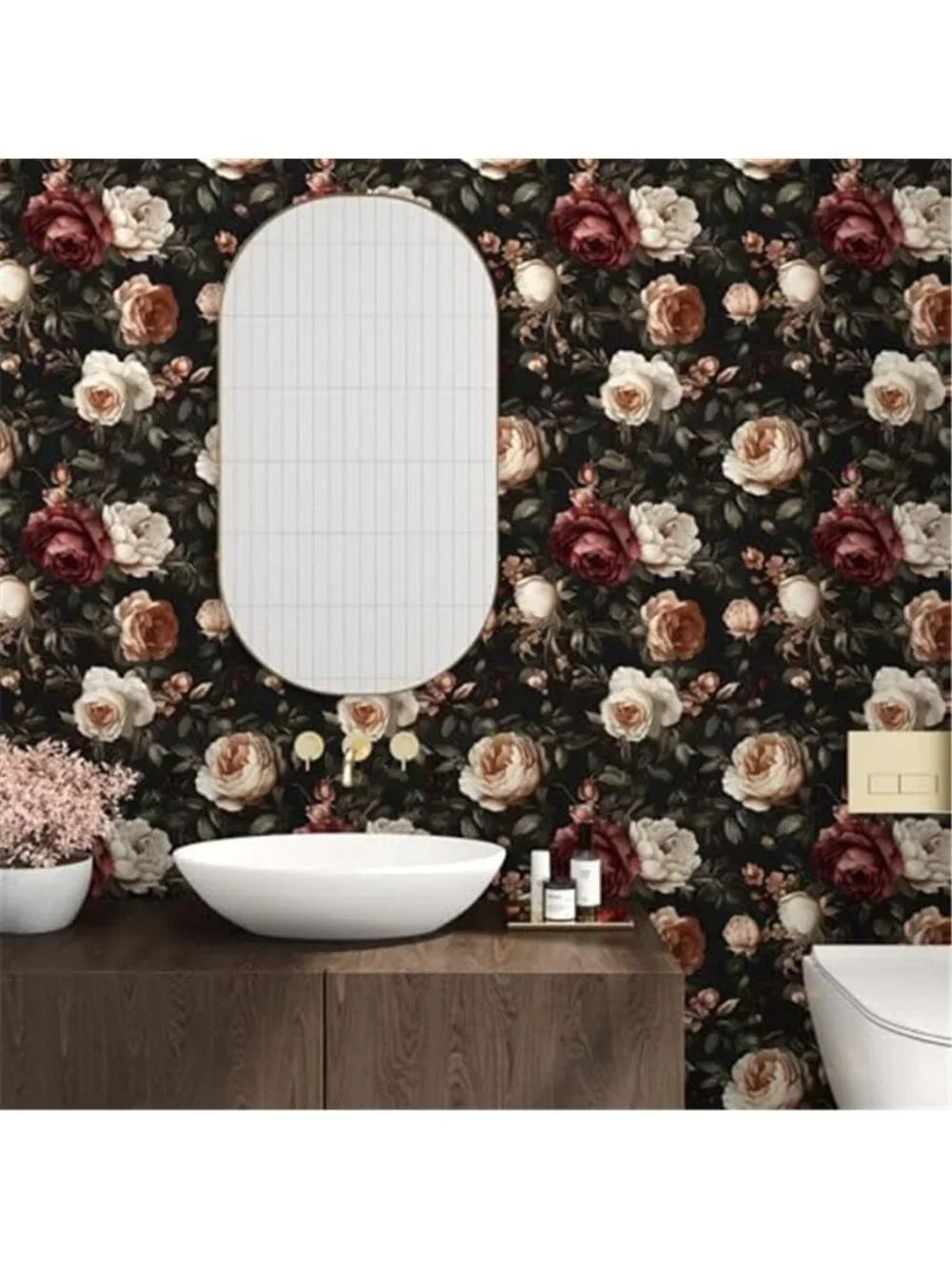 Vintage Floral Peel Stick Wallpaper Black Rose Contact Paper Removable Vinyl